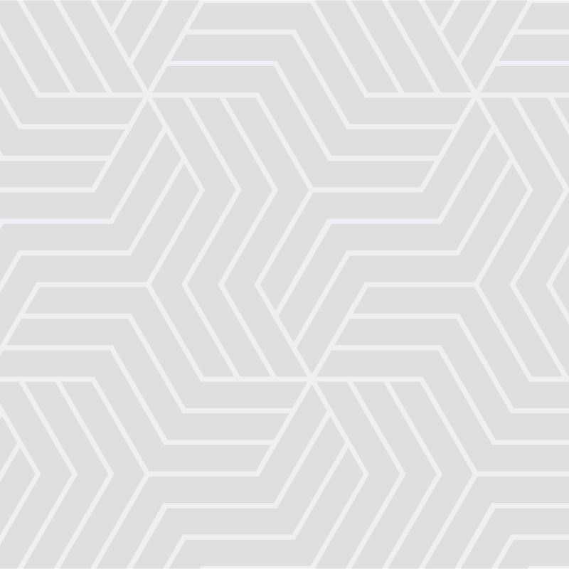 Geometric wallpaper pattern of white chevrons on a light gray background