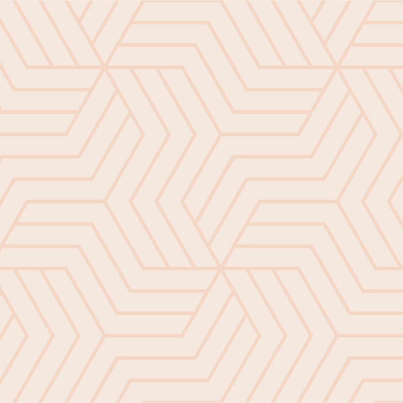 Geometric wallpaper pattern with pink lines on a beige background