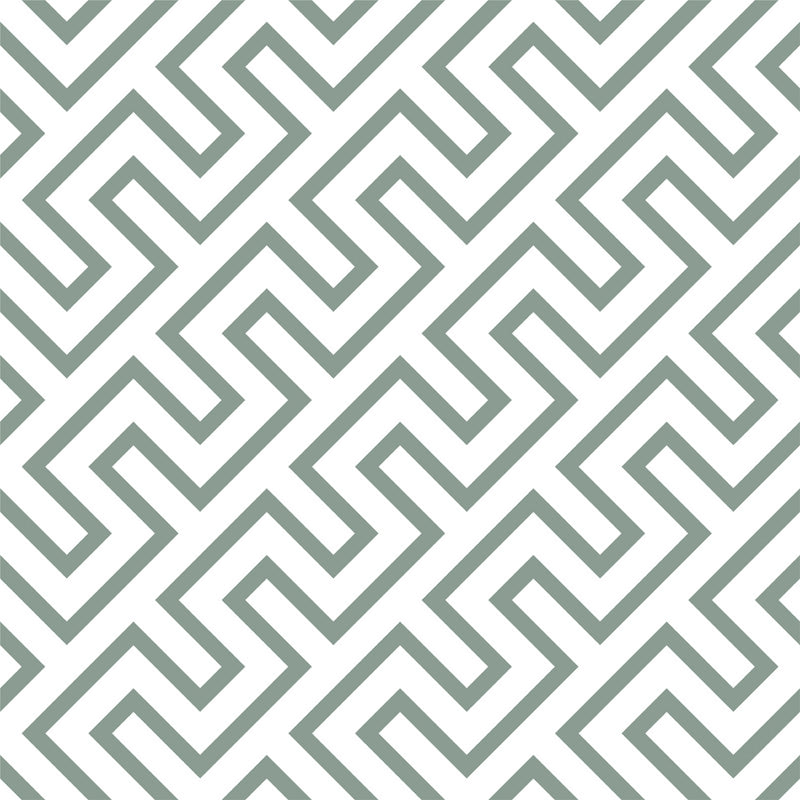 Geometric wallpaper pattern with interlocking shapes on a white background