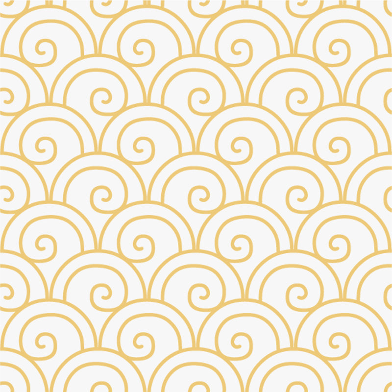 Gold spiral wallpaper pattern on a white background