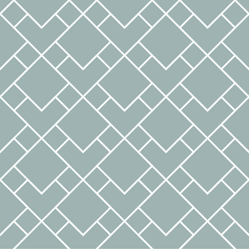 Geometric wallpaper design with white lines on a light blue background