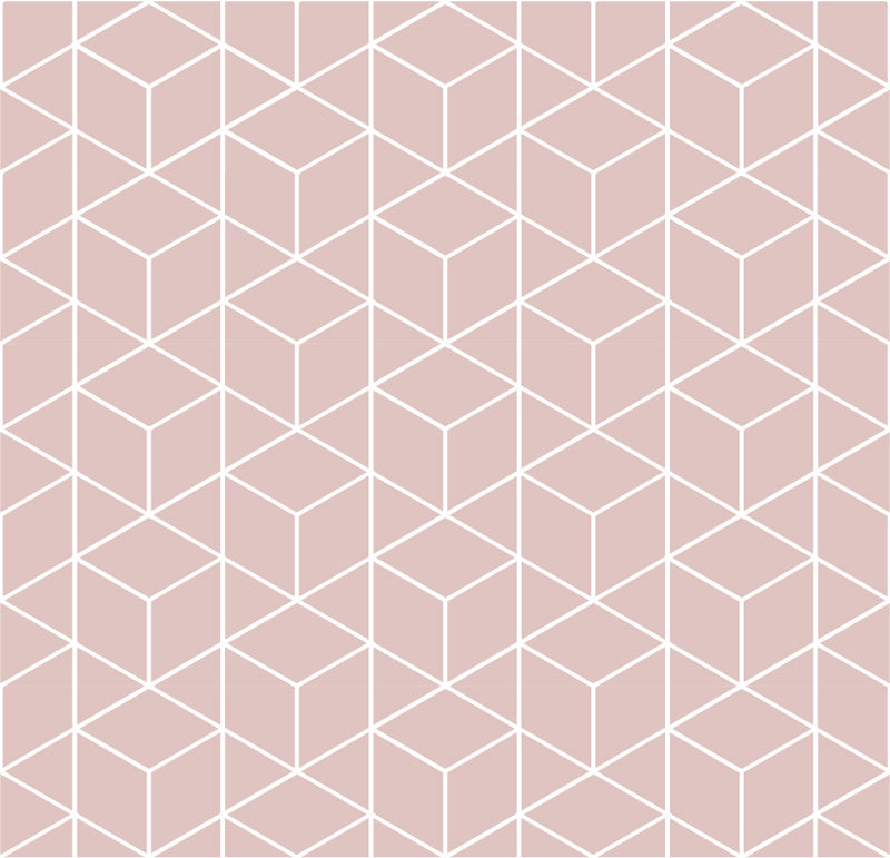 Geometric wallpaper with white lines on a pink background