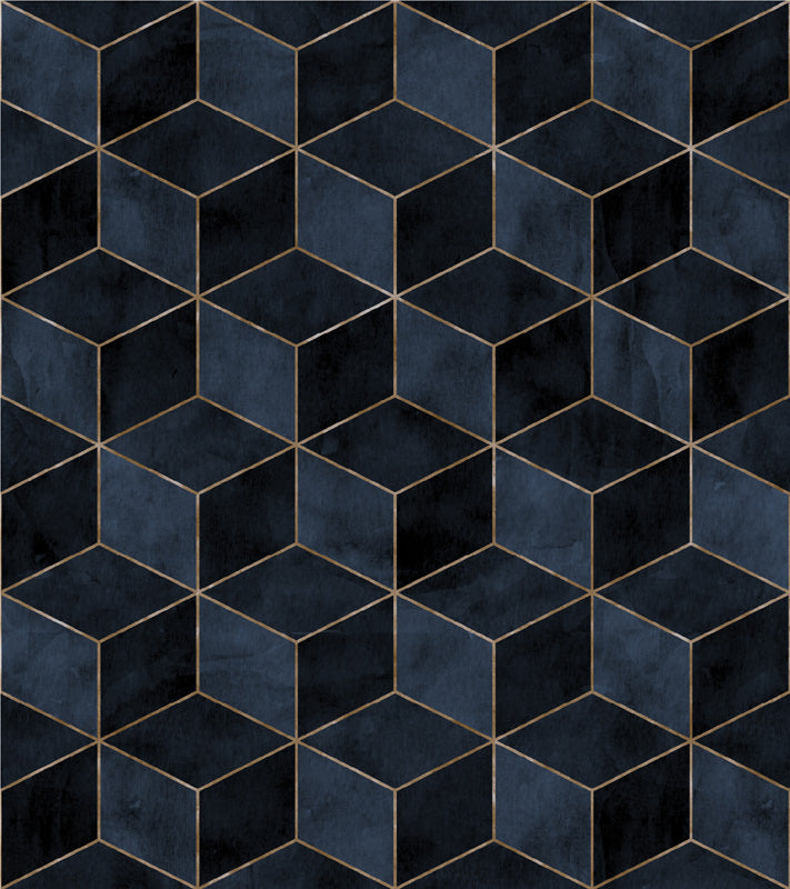 Gilded Shadow Cube – Geometric Wallpaper in Dark Tones