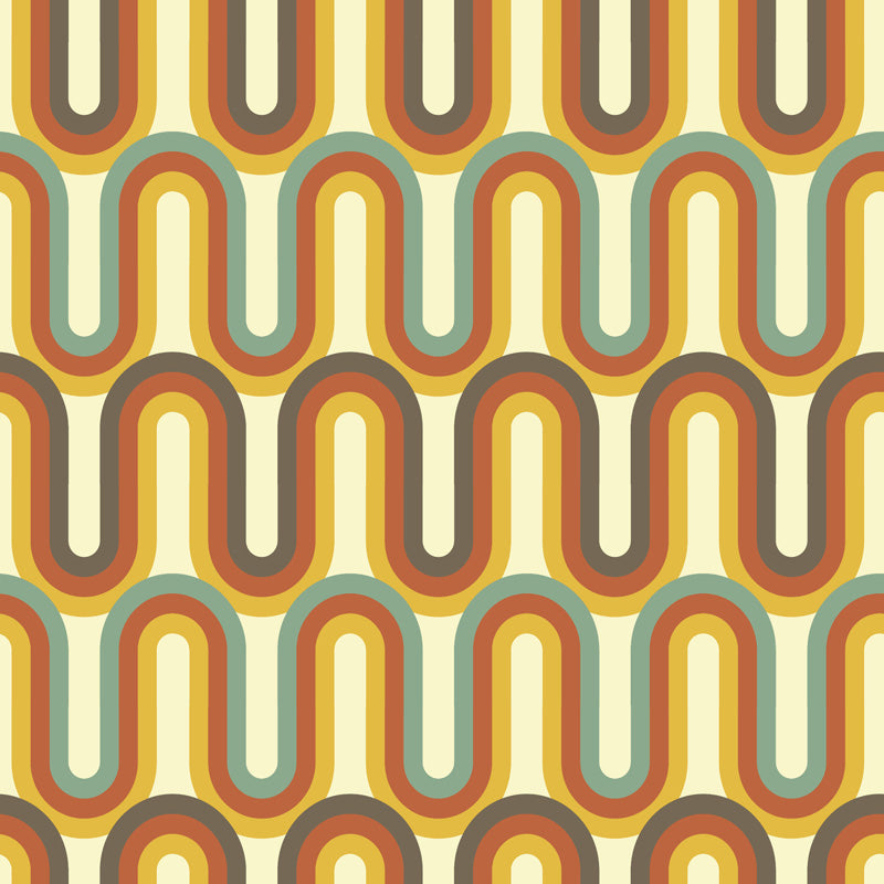 Retro Wave Flow – Geometric Wallpaper in Warm Tones