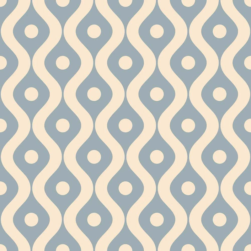 Coastal Wave Dots – Geometric Wallpaper in Blue and Cream