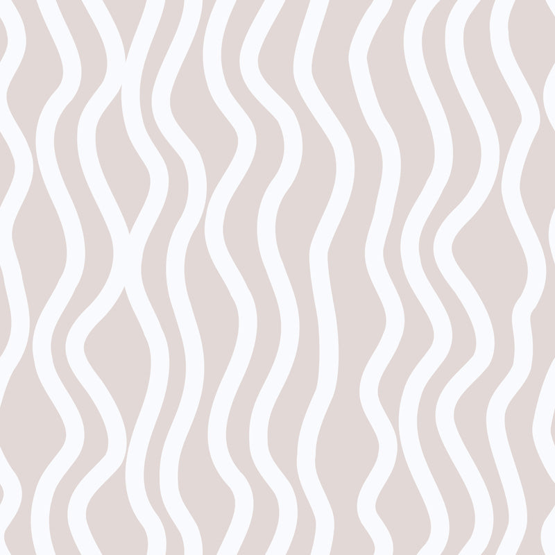 Wavy wallpaper design  line pattern in white on a beige background