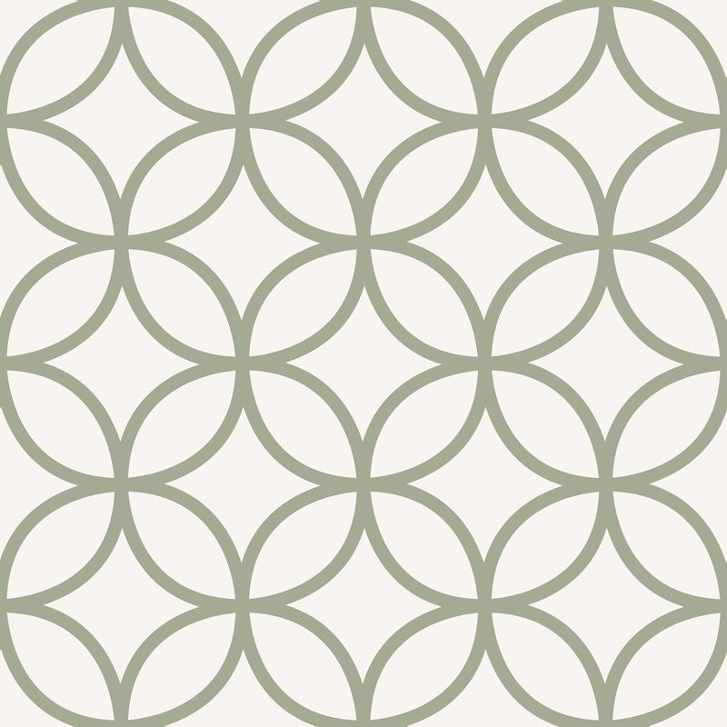 Olive Lattice Loop – Geometric Wallpaper in Soft Green