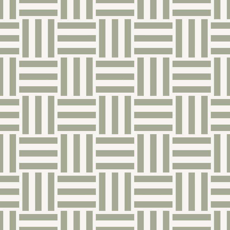 Sage Grid Weave – Geometric Wallpaper in Soft Green