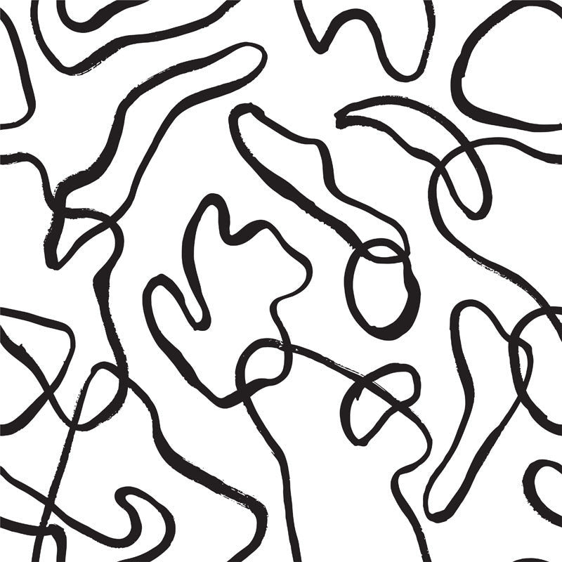 Freeform Line Drift – Abstract Wallpaper in Green or Monochrome