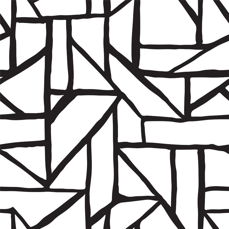 Fragmented Pathways – Hand-Drawn Abstract Wallpaper in Monochrome or Soft Green