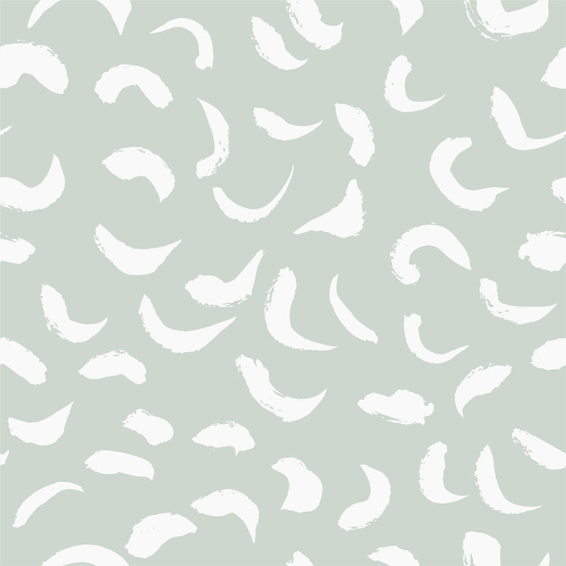 Wallpaper design of white abstract shapes on a light gray background