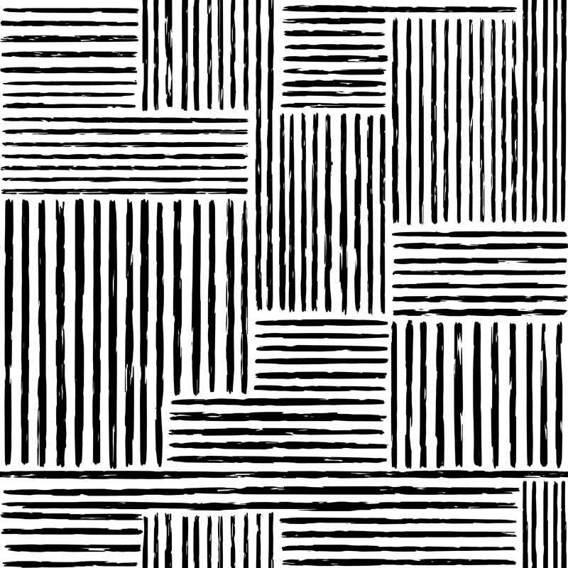Black and white geometric wallpaper design with intersecting lines