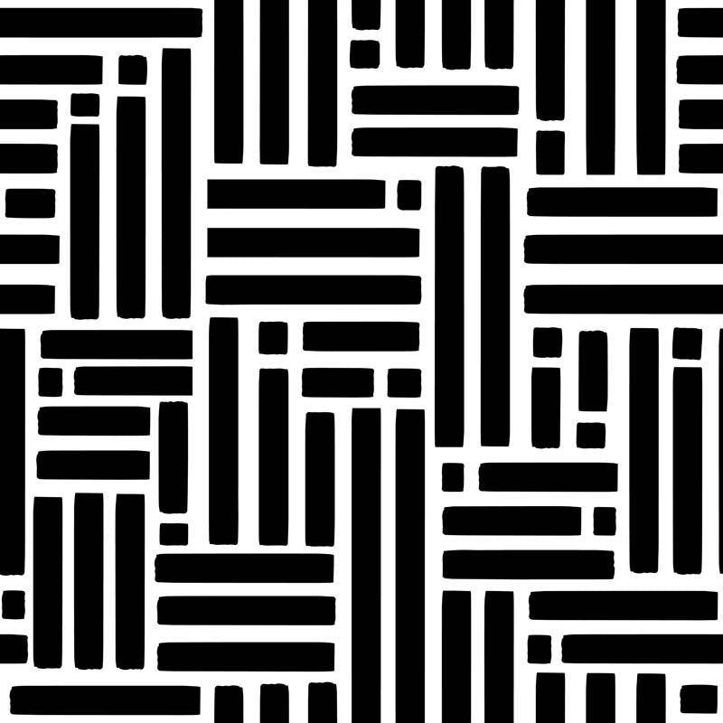 Stacked Pathways – Geometric Wallpaper in Black & Cream