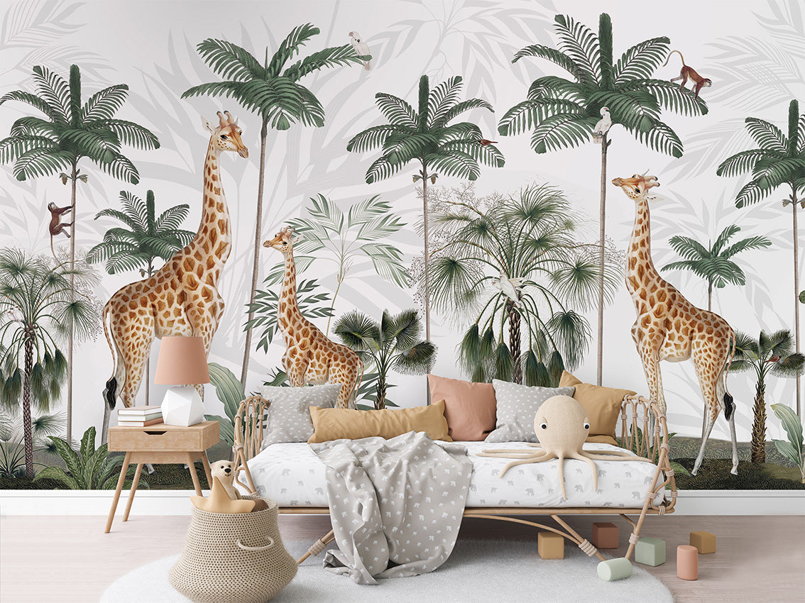 Gracious Giraffes Tropical Wallpaper Mural