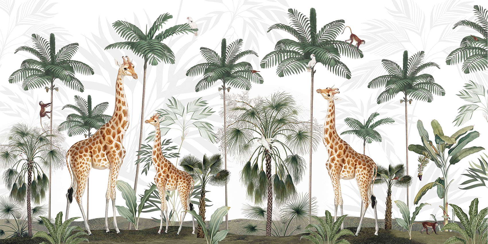 Gracious Giraffes Tropical Wallpaper Mural