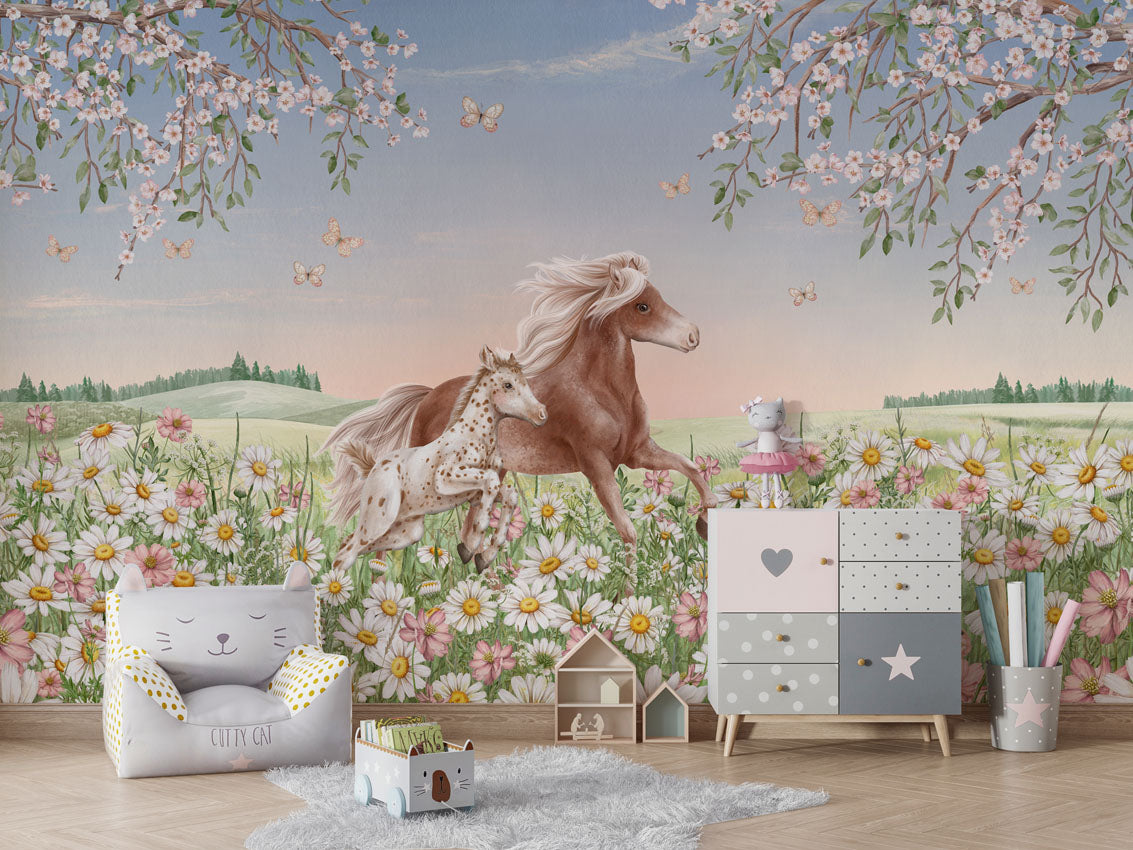 Happy Horses Wallpaper Mural