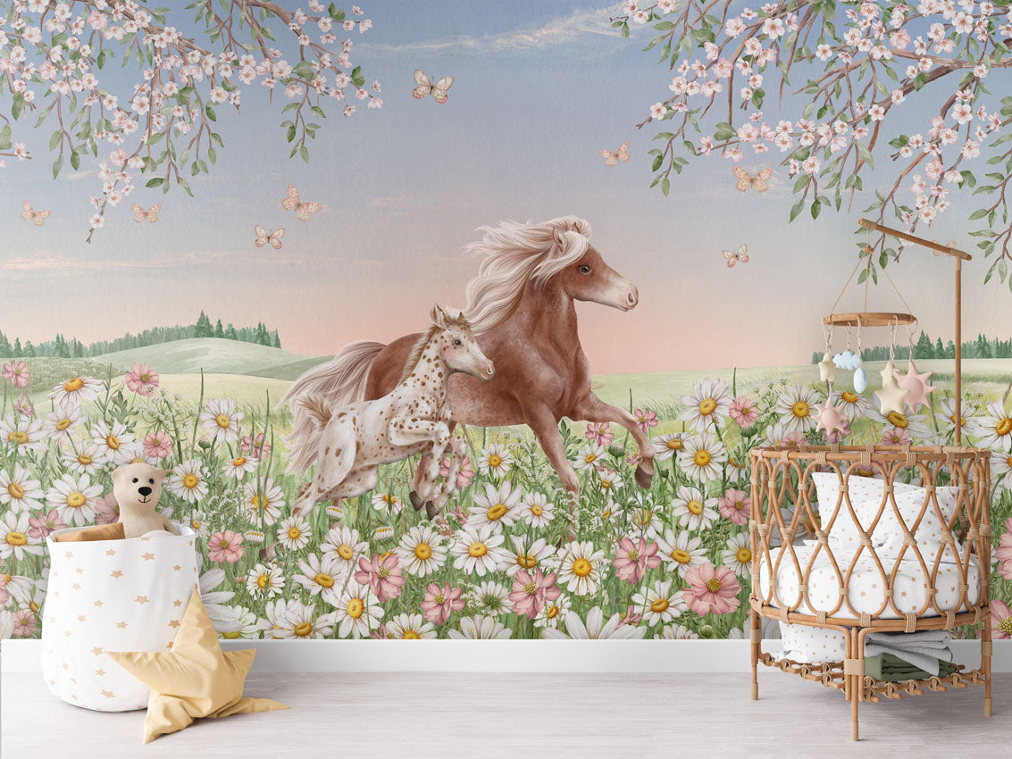 Happy Horses Wallpaper Mural