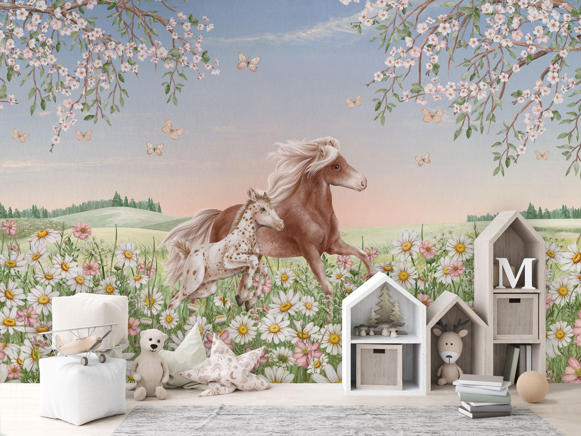 Happy Horses Wallpaper Mural