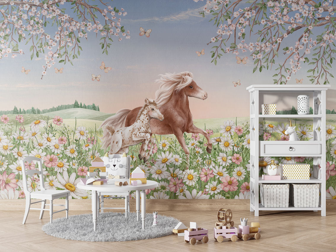 Happy Horses Wallpaper Mural