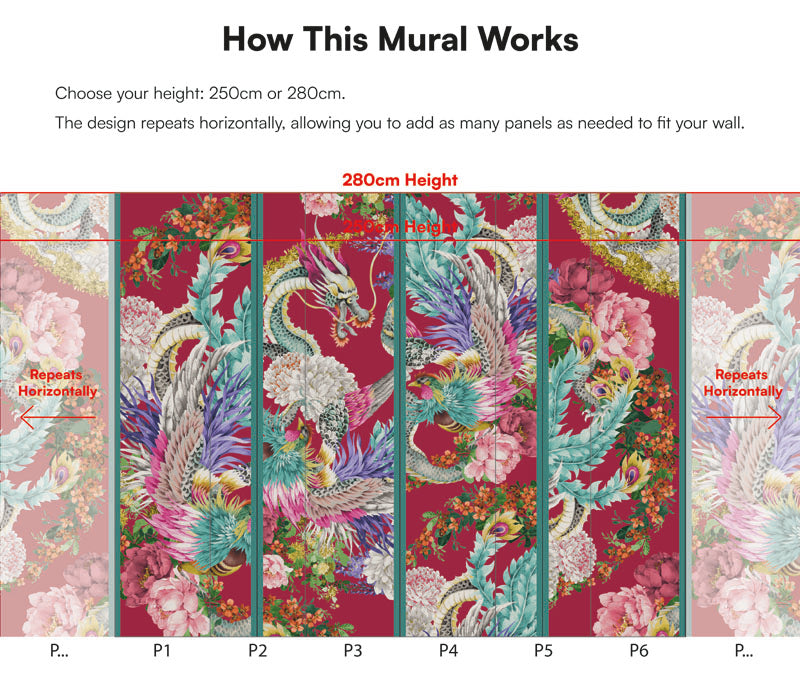 Dragon Phoenix Chinoiserie Wallpaper
