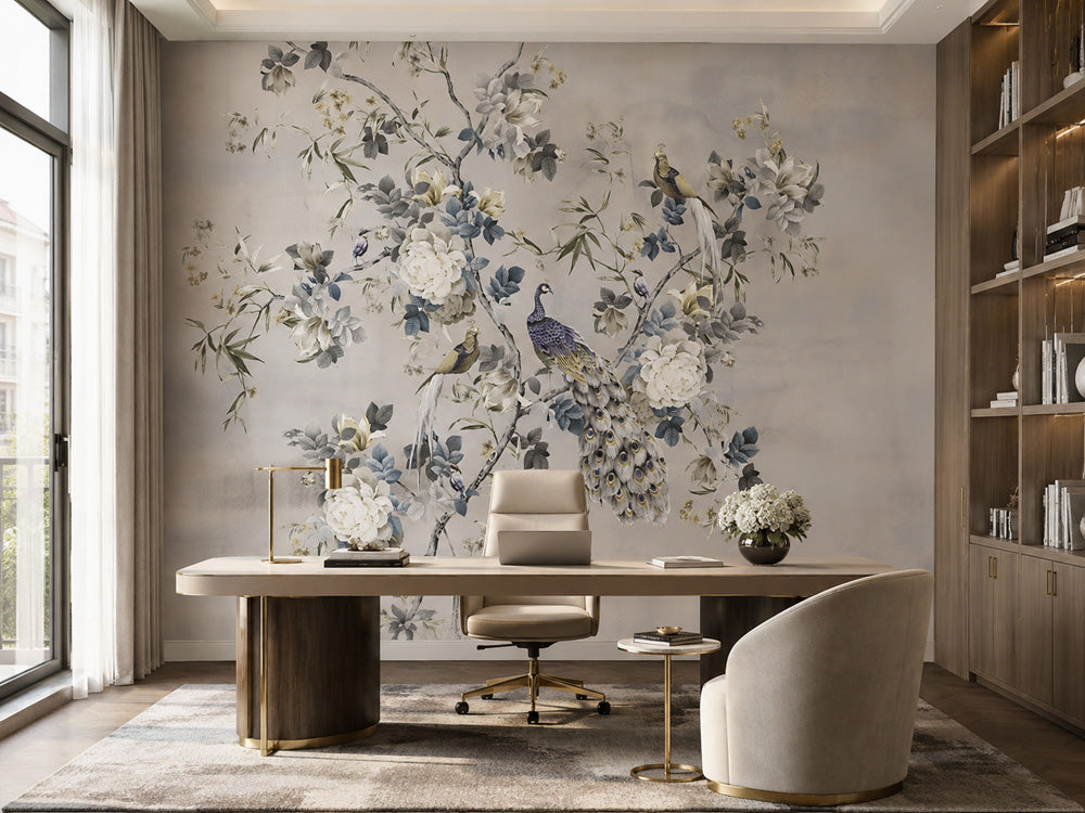 Peacock Garden Chinoiserie Wallpaper Mural