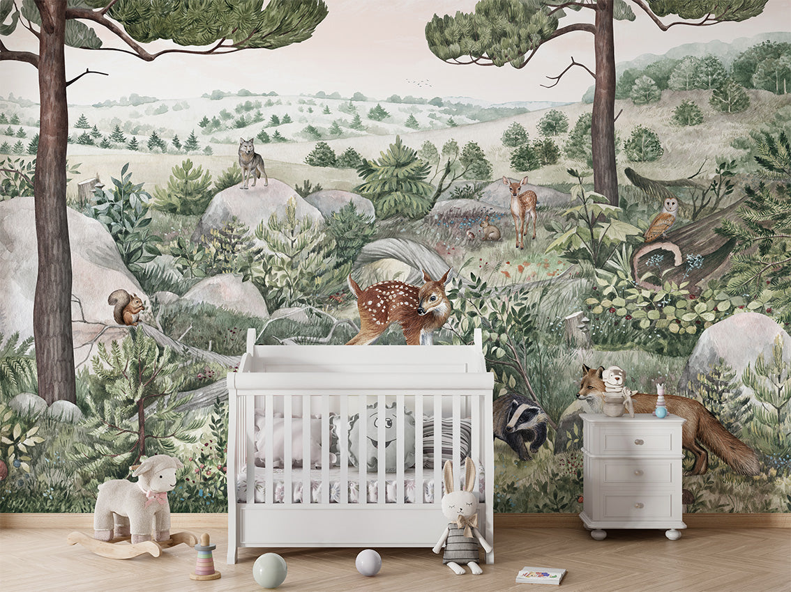 Happy Hills Woodland Wallpaper Mural