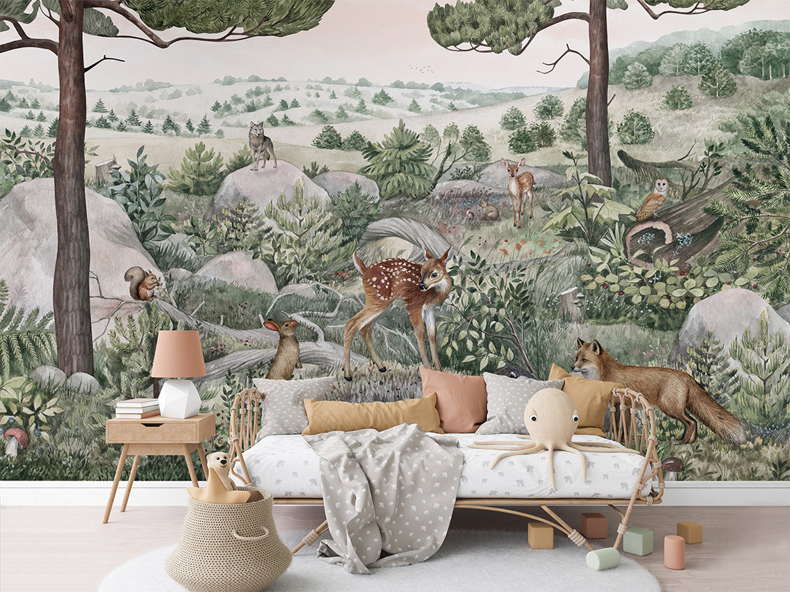 Happy Hills Woodland Wallpaper Mural