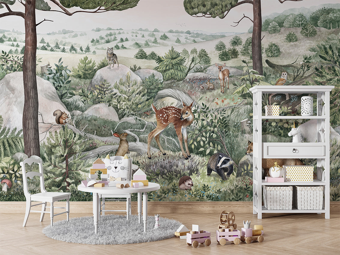 Happy Hills Woodland Wallpaper Mural