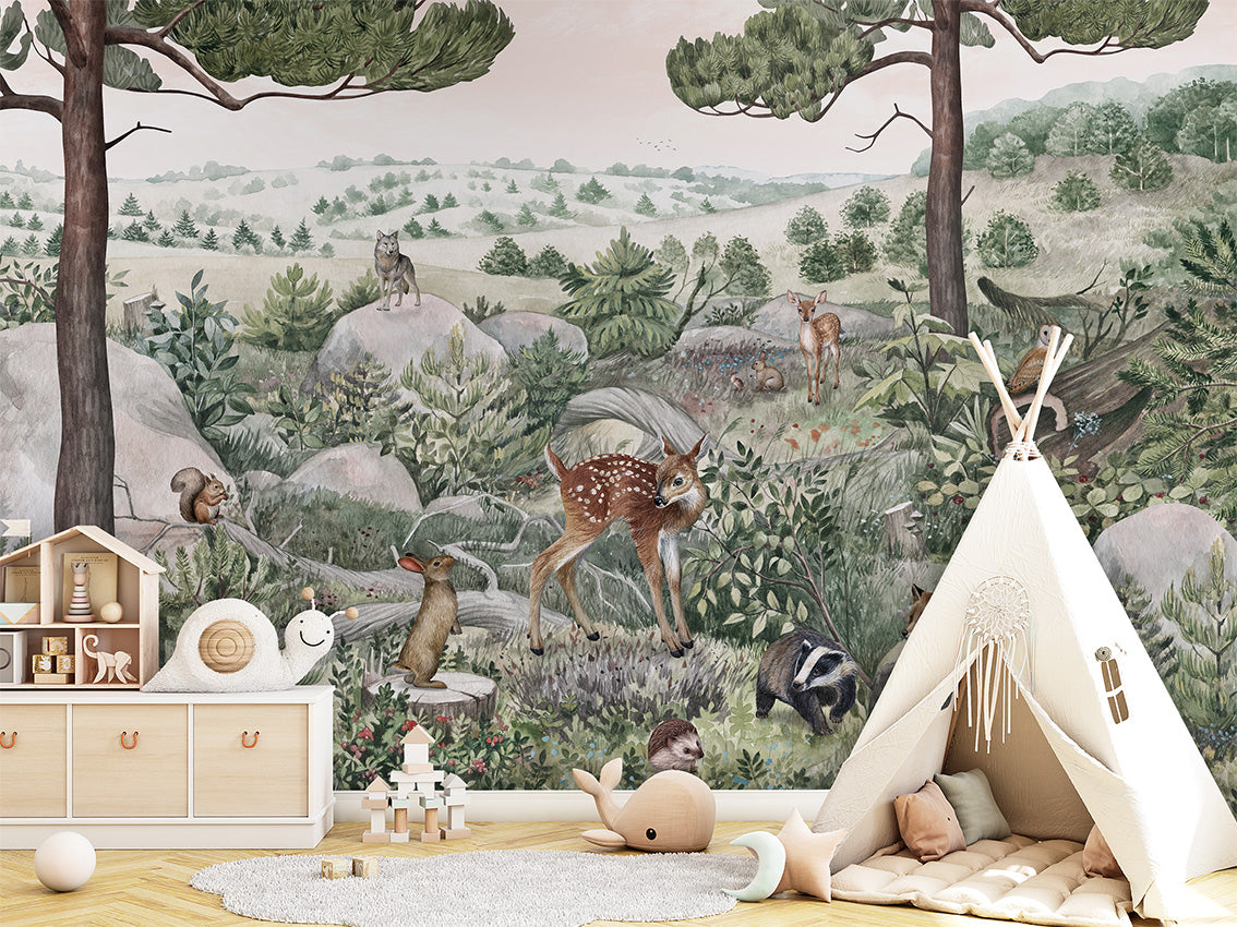 Happy Hills Woodland Wallpaper Mural