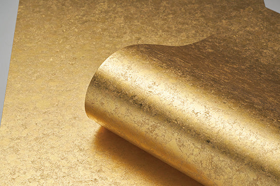 Textured Gold Brass Leaf Wallpaper Roll