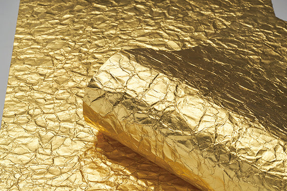Crinkled Gold Brass Leaf Wallpaper Roll