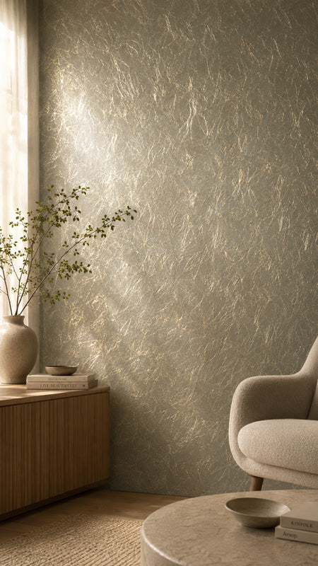 Pale Silver Leaf Wallpaper Roll