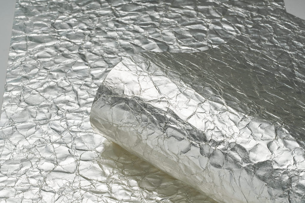 Crinkled Silver Leaf Wallpaper Roll
