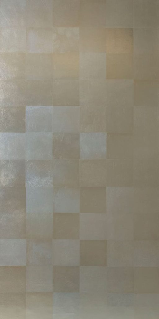 Soft Square Pewter Leaf Wallpaper Roll