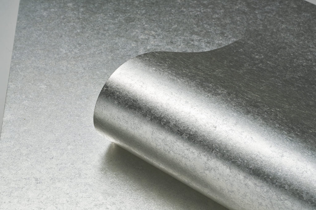 Mottled Pewter Leaf Wallpaper Roll