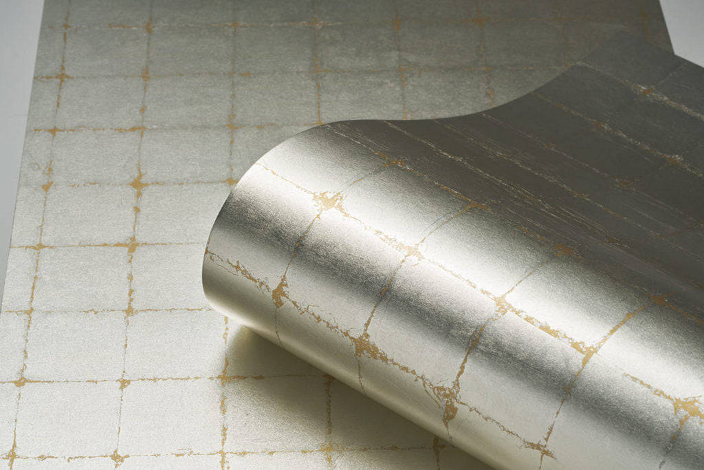 Silver Grid Aluminium Leaf Wallpaper Roll