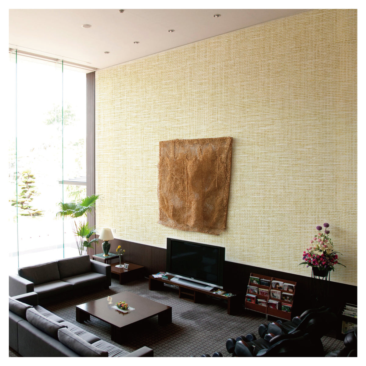 Grid Paper Weave Wallpaper Roll, handmade Japanese wallcovering by Tokiwa