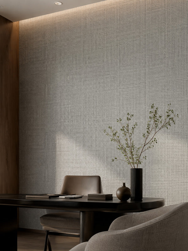 Earthen Paper Weave Wallpaper Roll, close-up of the handmade Japanese wallcovering texture (view 2)