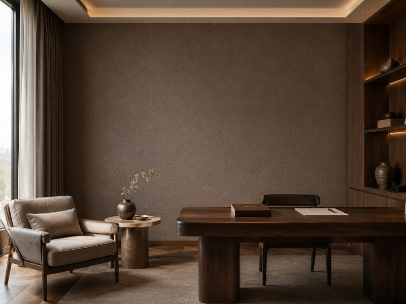 Aoi Brown Woven Textile Wallpaper Roll, handmade Japanese wallcovering by Tokiwa