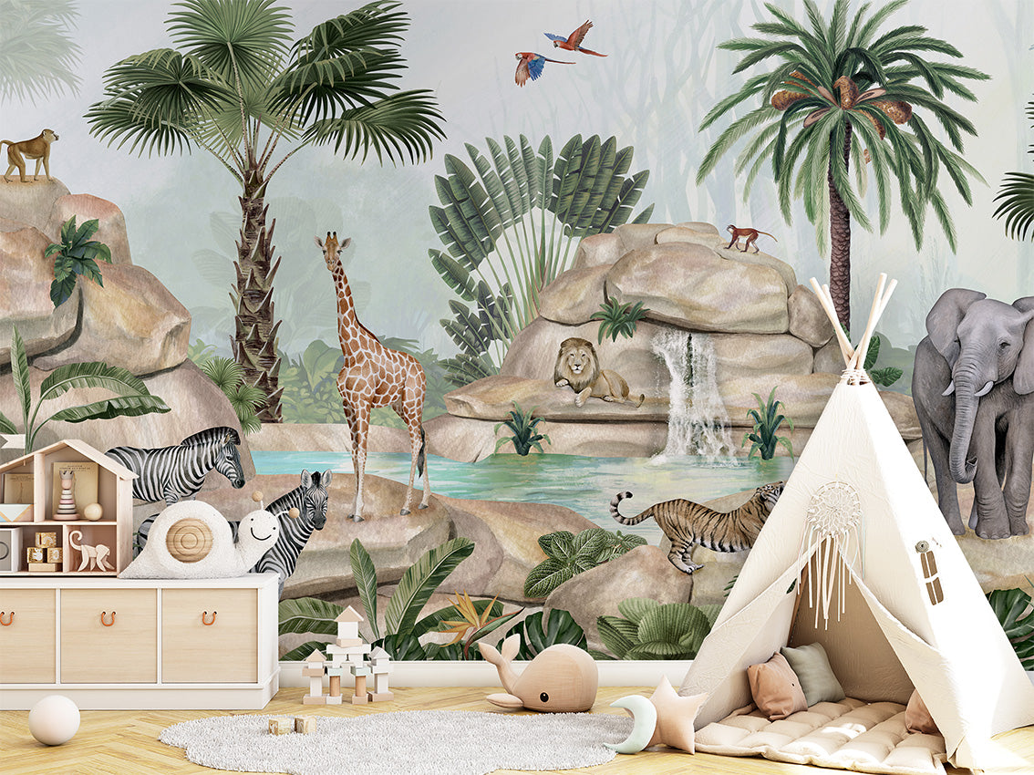 Jolly Jungle Safari Wallpaper Mural
