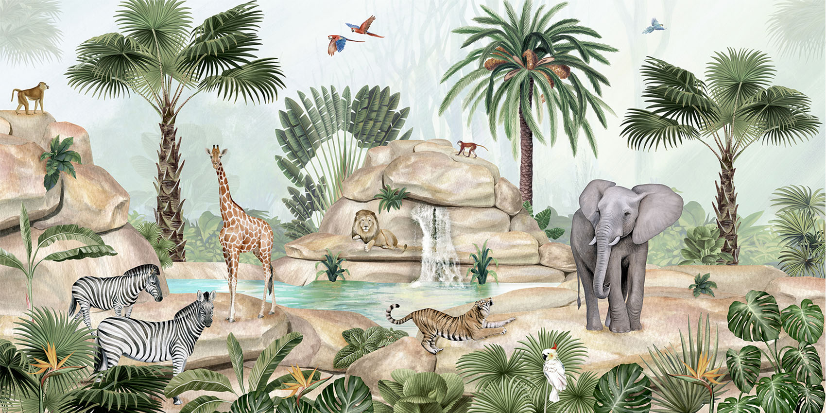 Jolly Jungle Safari Wallpaper Mural
