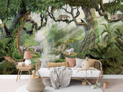 Jungle Cats Tropical Wallpaper Mural