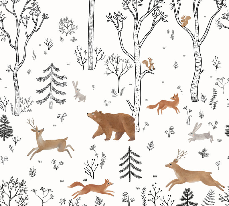 Woodland Friends – Kids Wallpaper in Natural Neutrals