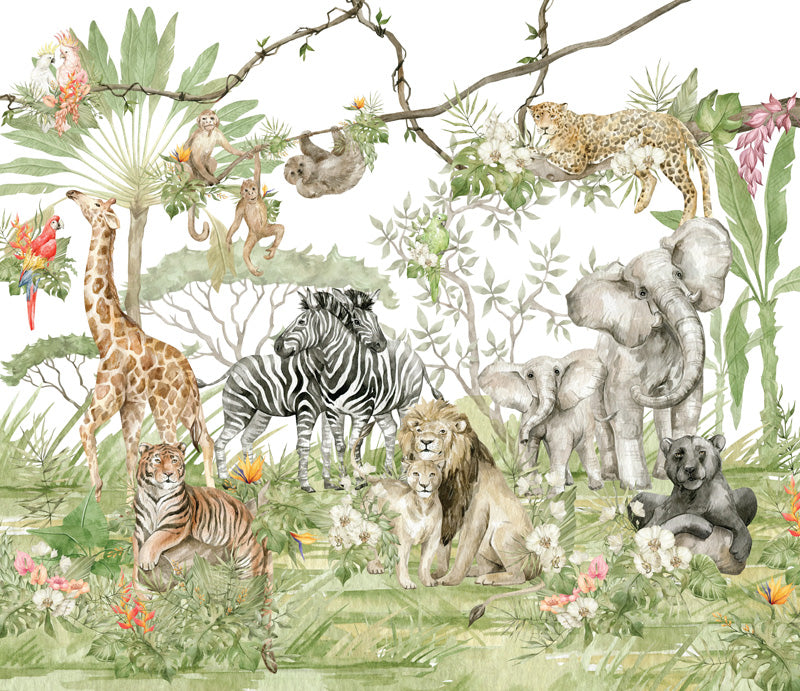 Savannah Kingdom – Jungle Mural in Soft Neutrals