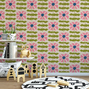 Petal Tile Floral Wallpaper – Retro Botanical Design