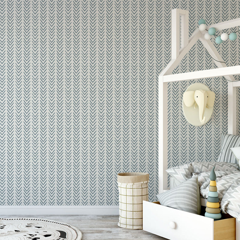 Delicate Herring – Geometric Wallpaper in Soft Blue