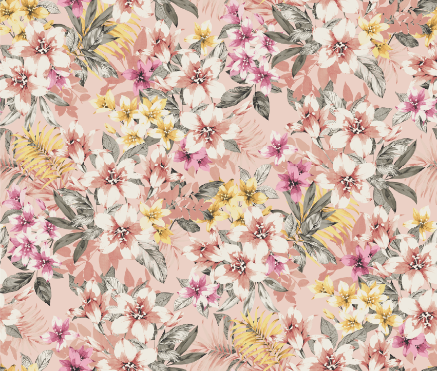 Blush Tropical Floral Wallpaper