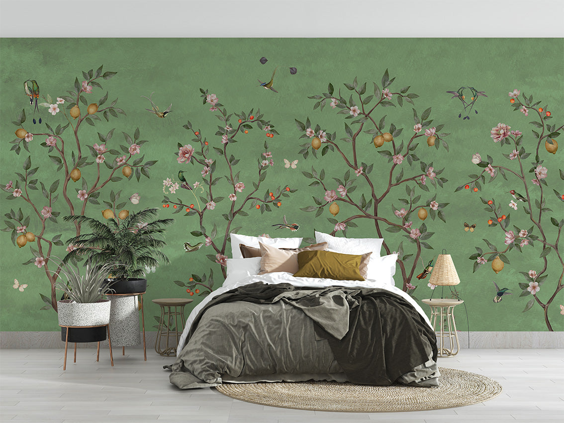 Lemon Tree Chinoiserie Wallpaper Mural