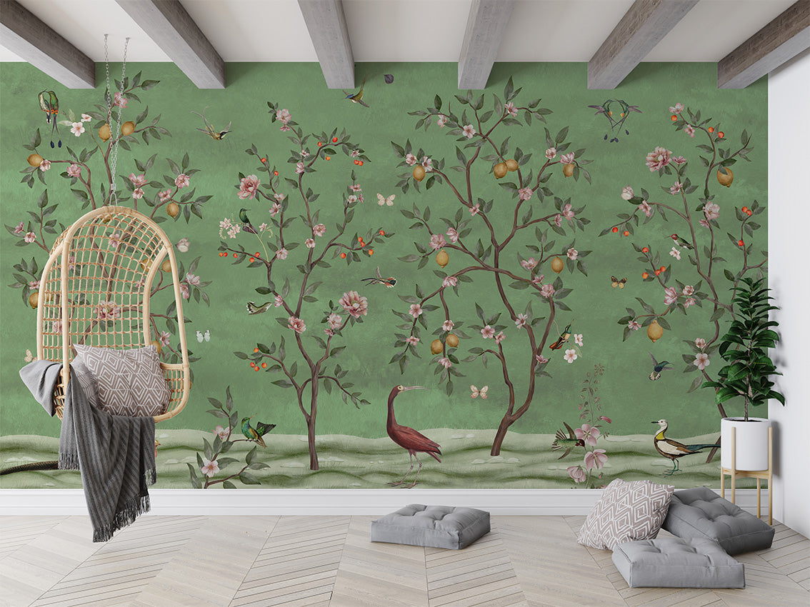 Lemon Tree Chinoiserie Wallpaper Mural