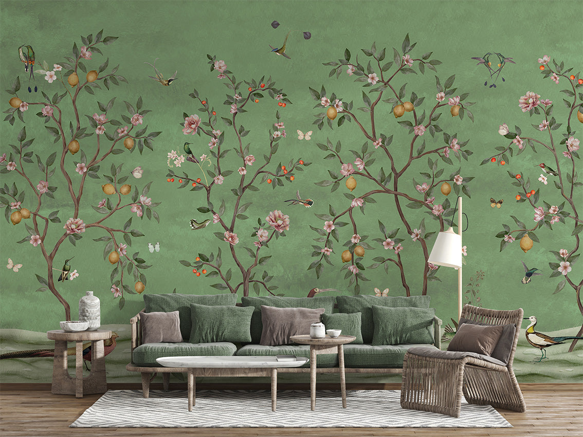 Lemon Tree Chinoiserie Wallpaper Mural